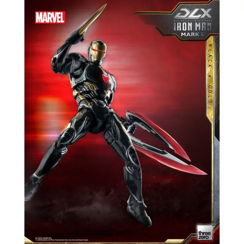 Marvel The Infinity Saga Action Figurine 1/12 DLX Iron Man Mark 50 (Black X Gold) Threezero 17cm