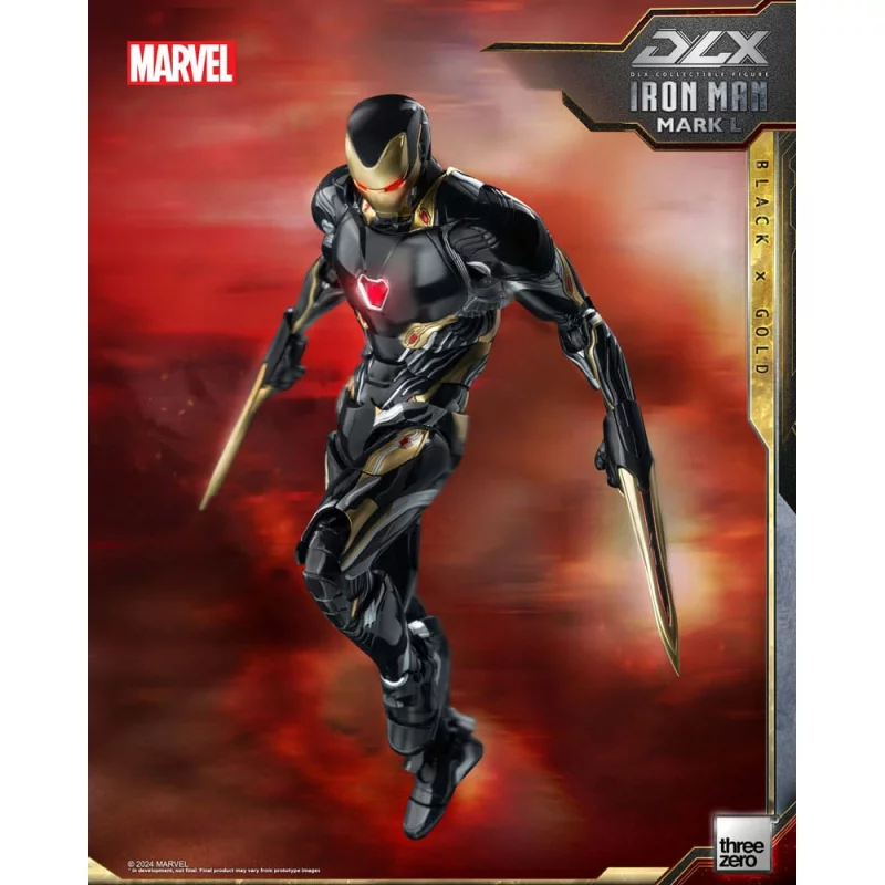 Marvel The Infinity Saga Action Figurine 1/12 DLX Iron Man Mark 50 (Black X Gold) Threezero 17cm