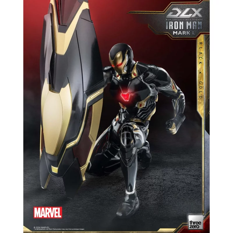Marvel The Infinity Saga Action Figurine 1/12 DLX Iron Man Mark 50 (Black X Gold) Threezero 17cm
