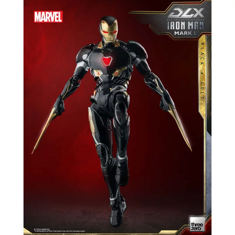 Marvel The Infinity Saga Action Figurine 1/12 DLX Iron Man Mark 50 (Black X Gold) Threezero 17cm