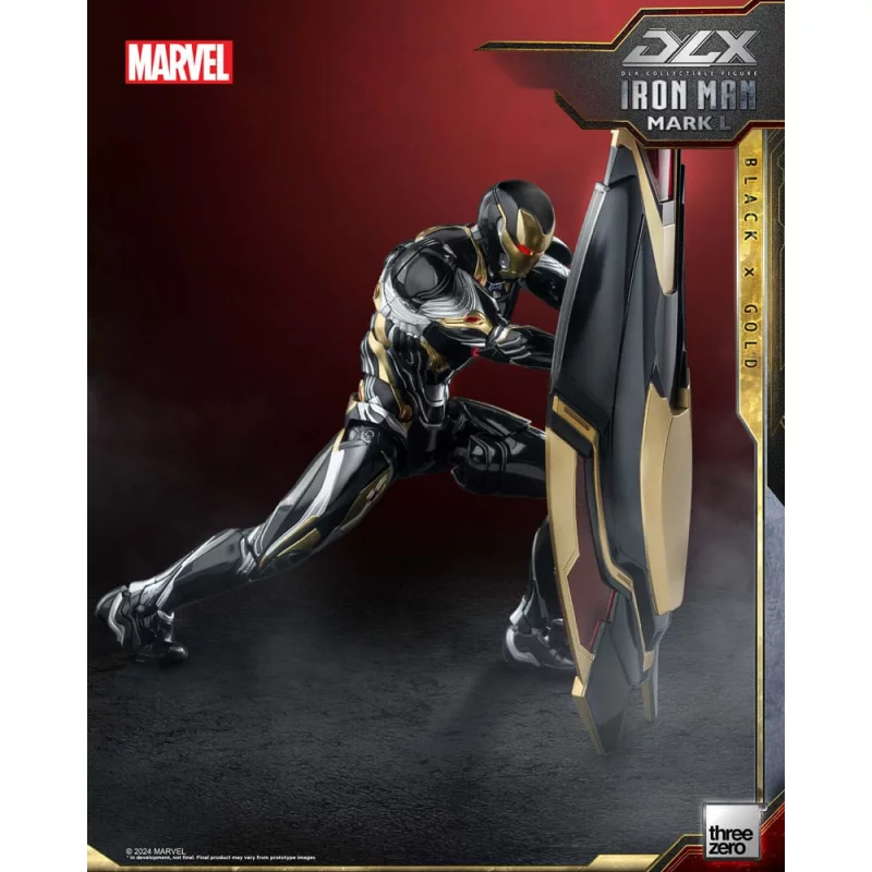 Marvel The Infinity Saga Action Figurine 1/12 DLX Iron Man Mark 50 (Black X Gold) Threezero 17cm