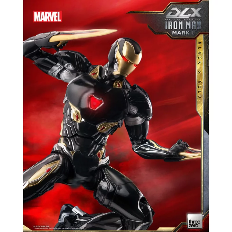 Marvel The Infinity Saga Action Figurine 1/12 DLX Iron Man Mark 50 (Black X Gold) Threezero 17cm