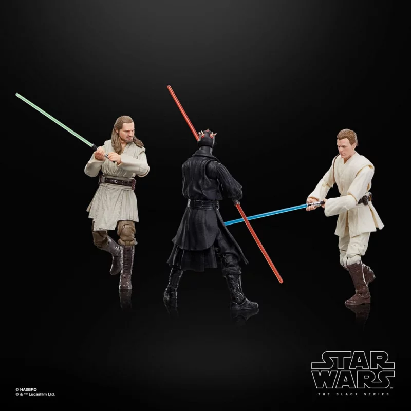 Star Wars Episode I Black Series Pack de 3 Action Figurines Qui-Gon Jinn, Darth Maul, Obi-Wan Kenobi 15cm