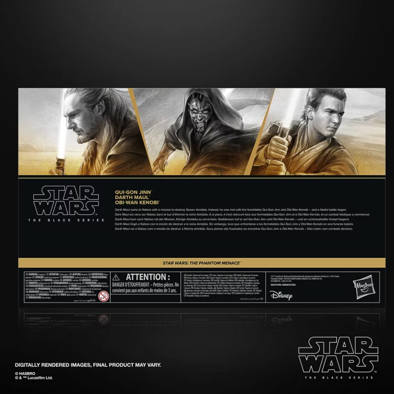 Star Wars Episode I Black Series Pack de 3 Action Figurines Qui-Gon Jinn, Darth Maul, Obi-Wan Kenobi 15cm