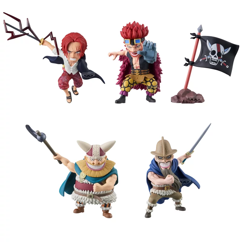 One Piece Set of 5 Figures WCF The Red Hair Pirates 7cm