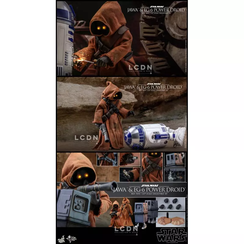 Hot Toys MMS554 Star Wars Episode IV Un Nouvel Espoir Jawa &amp; EG-6 Power Droid Pack de 2 1/6 Figurines 18 - 21cm (Neuf)
