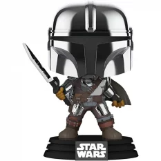 Star Wars: The Mandalorian POP! Television Mando with Darksaber Chrome Glow in the Dark Special Edition Vinyl Figure 10cm N°491