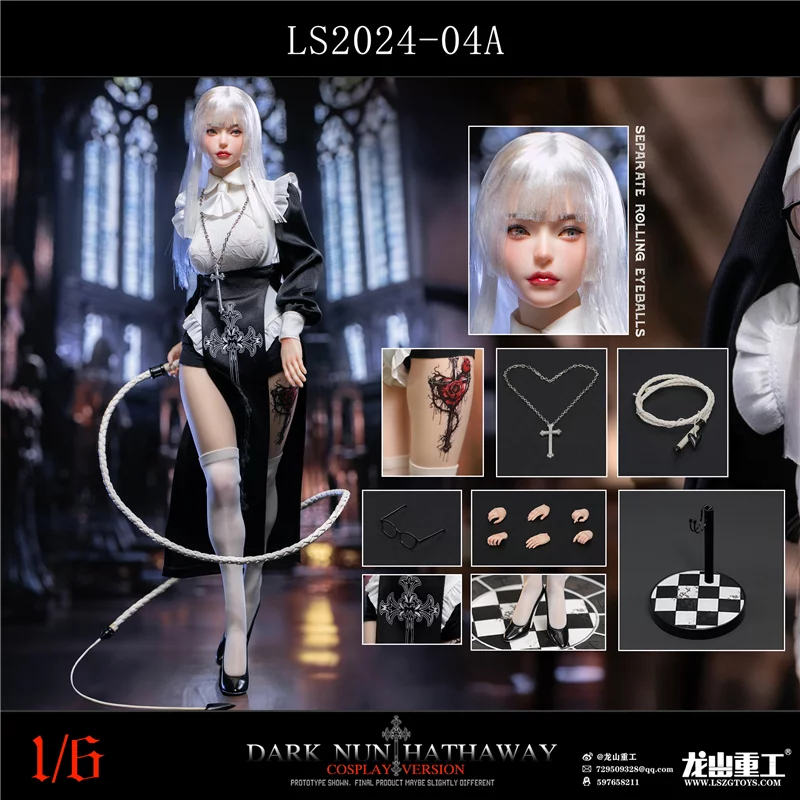 Dark Nun Sister Hathaway Standard White Hair Edition Collectible Action Figure 1/6 Long Shan Heavy Industry LS2024-04-A