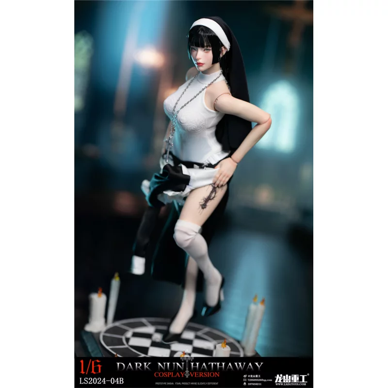 Dark Nun Sister Hathaway Standard Black Hair Edition Collectible Action Figure 1/6 Long Shan Heavy Industry LS2024-04-B