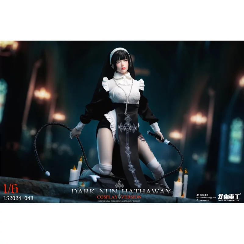 Dark Nun Sister Hathaway Standard Black Hair Edition Collectible Action Figure 1/6 Long Shan Heavy Industry LS2024-04-B