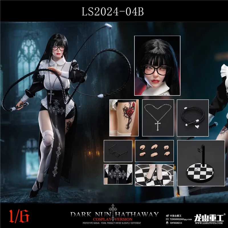 Dark Nun Sister Hathaway Standard Black Hair Edition Collectible Action Figure 1/6 Long Shan Heavy Industry LS2024-04-B