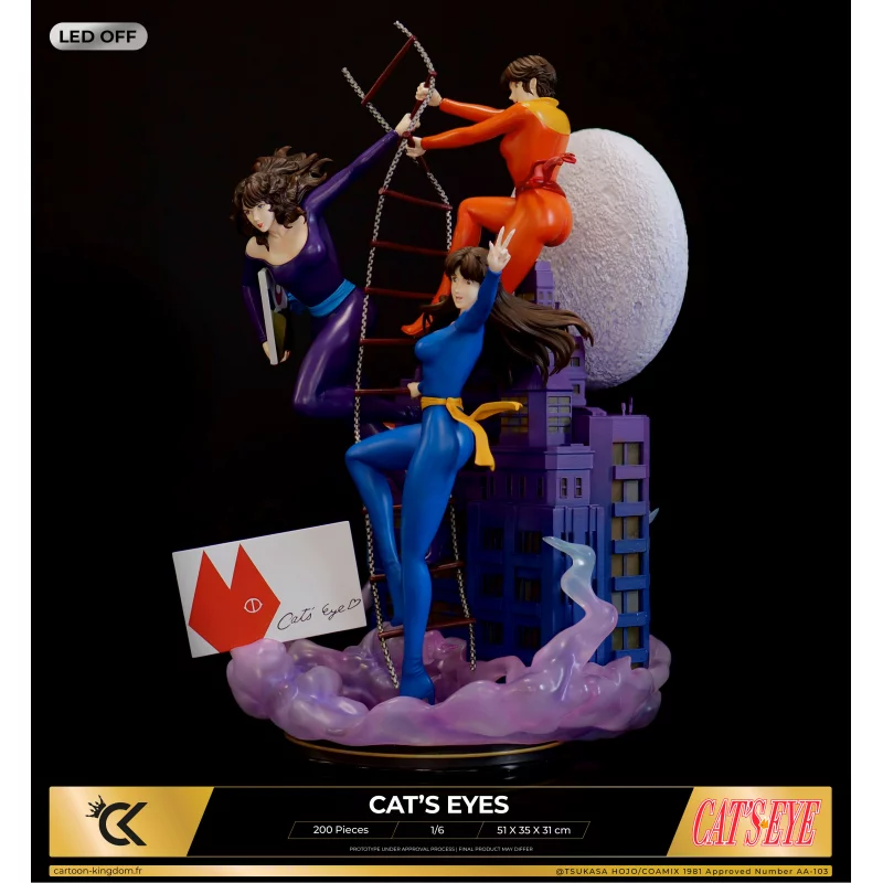 Signé Cat&#039;s Eyes Statue Diorama 1/6 Hitomi, Ai et Rui 51cm