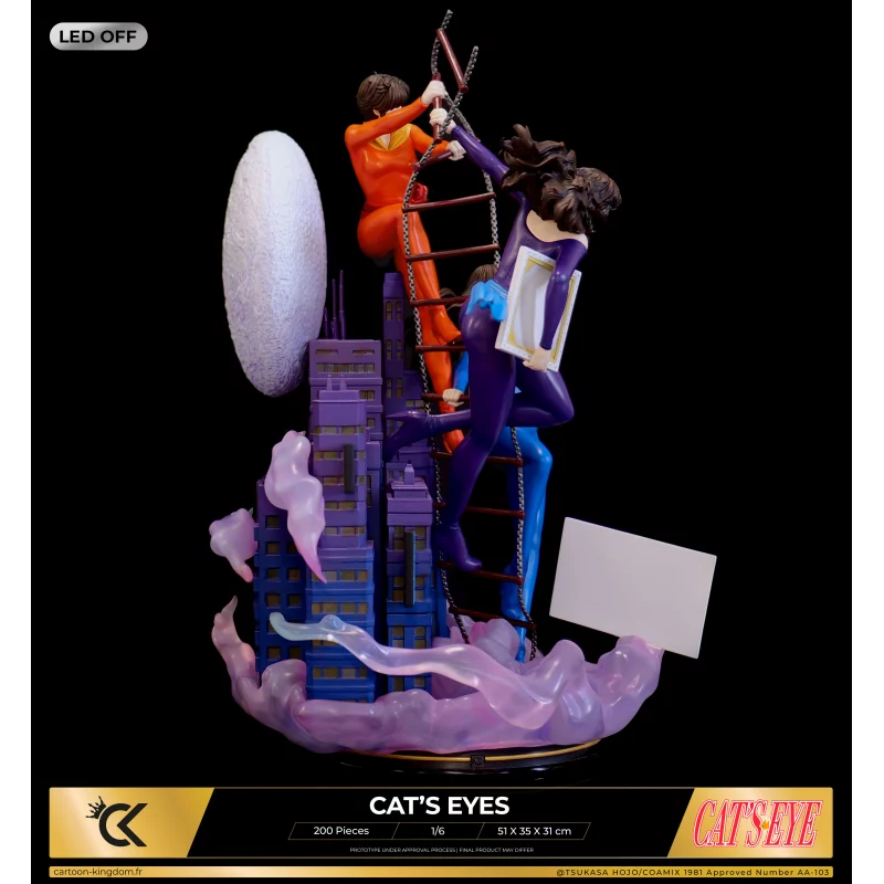 Signé Cat&#039;s Eyes Statue Diorama 1/6 Hitomi, Ai et Rui 51cm