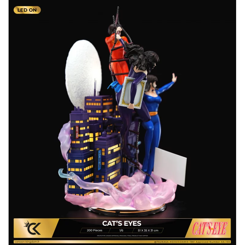 Signé Cat&#039;s Eyes Statue Diorama 1/6 Hitomi, Ai et Rui 51cm
