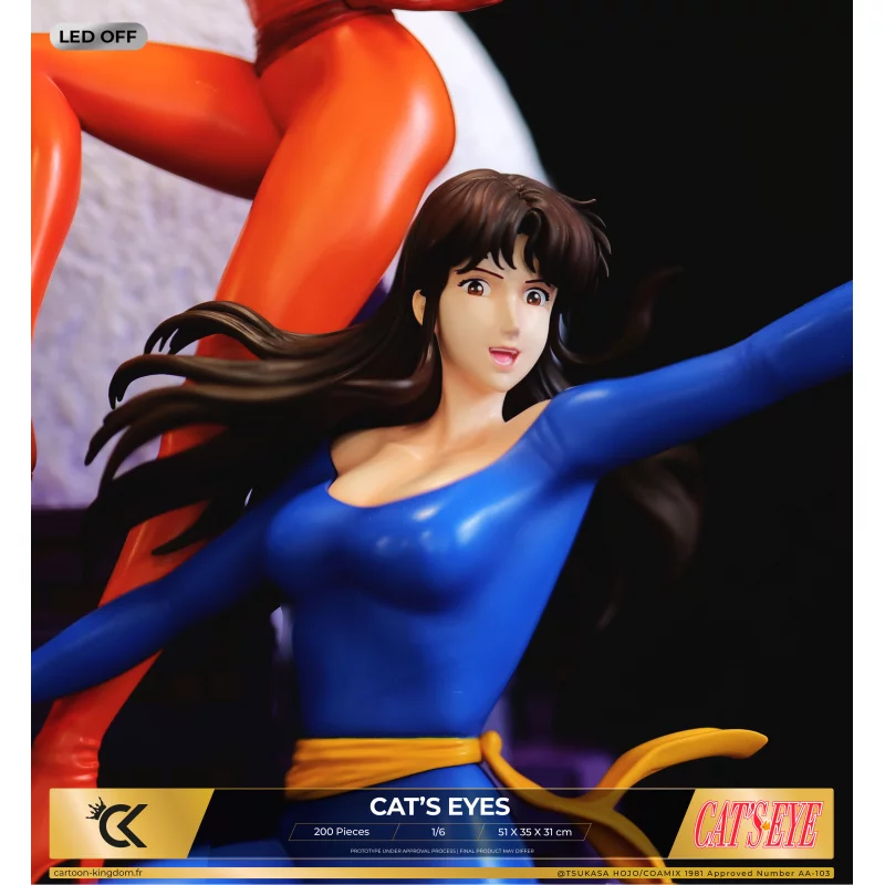 Signé Cat&#039;s Eyes Statue Diorama 1/6 Hitomi, Ai et Rui 51cm