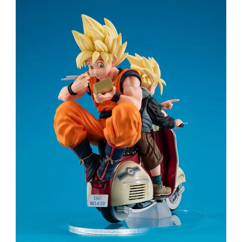 Dragonball Z 05 Desktop Real McCoy Figure Diorama Super Saiyan Son Goku &amp; Super Saiyan Son Gohan &amp; Motorbike 16cm