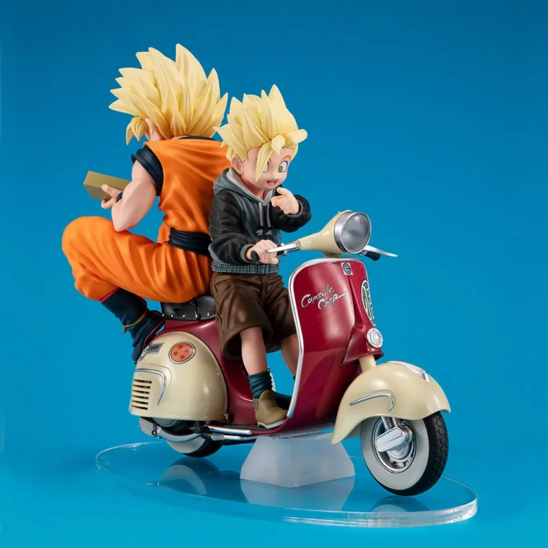 Dragonball Z 05 Desktop Real McCoy Figure Diorama Super Saiyan Son Goku &amp; Super Saiyan Son Gohan &amp; Motorbike 16cm