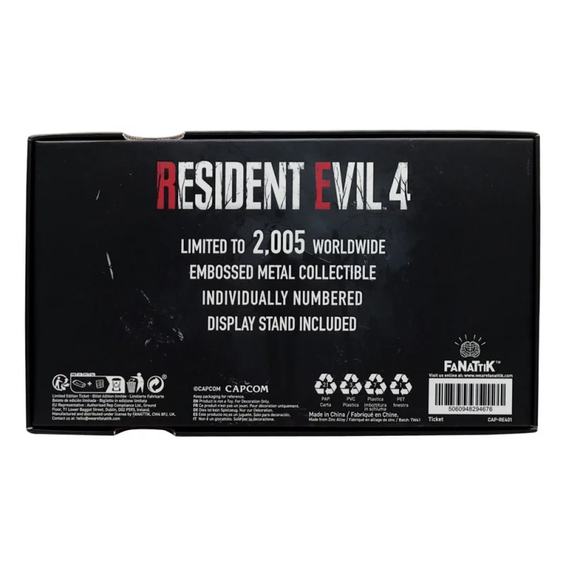 Resident Evil 4 Réplique 1/1 Metal Exclusive Upgrade Ticket