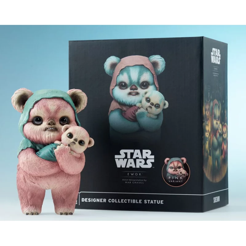 Star Wars Statue designer Ewok by Mab Graves Pink Variant 18cm