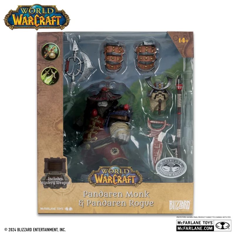 World of Warcraft Set of 2 Figures 1/12 Dwarf Hunter (Blue) &amp; Pandaren (Red) PLATINUM II 15cm