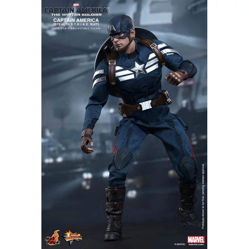 Hot Toys MMS242 Captain America Le Soldat de l&#039;Hiver Captain America (Stealth S.T.R.I.K.E. Suit) 31cm Figurine (Neuf)