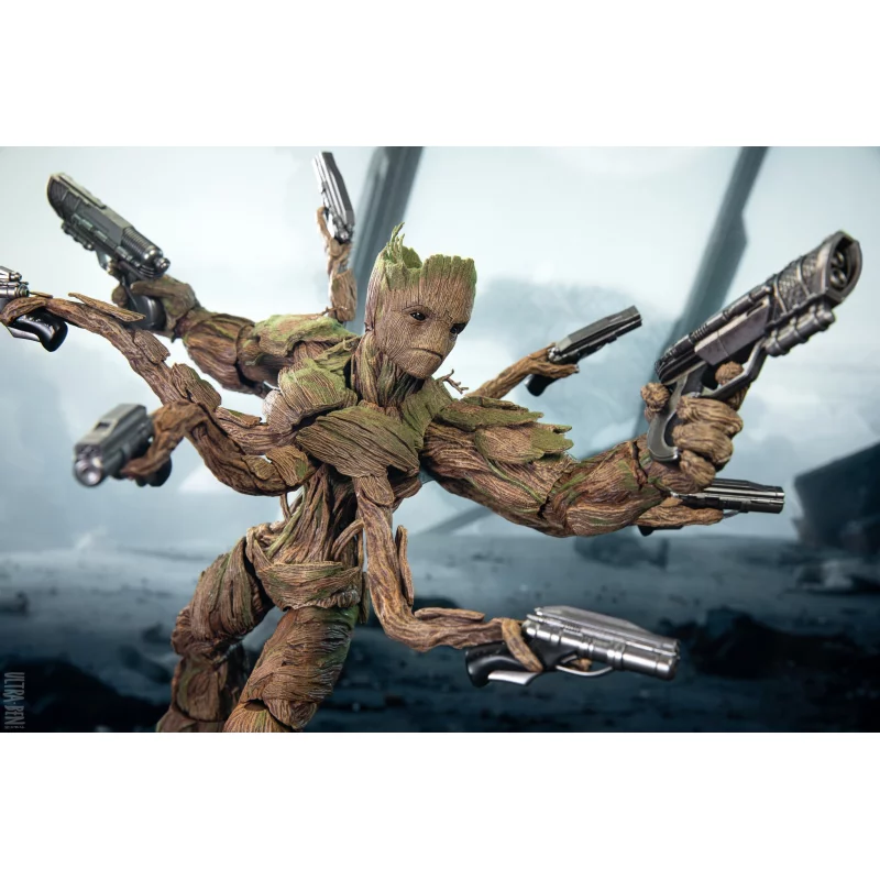 Hot Toys MMS707 Les Gardiens de la Galaxie Vol. 3 Collectible Action Figure 1/6 Groot (Deluxe Version) 32cm