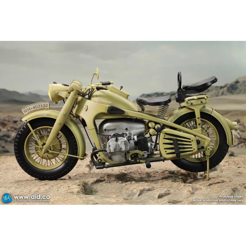 WWII German Zündapp KS 750 Motorcycle with Sidecar (Sand) Side-car DID E60075Y 1/6