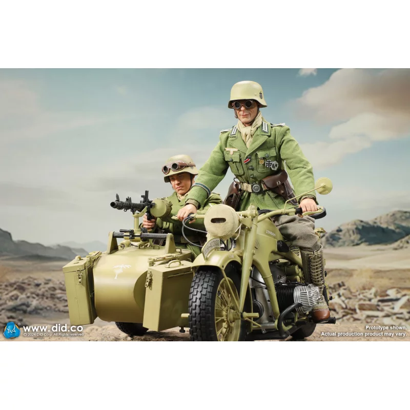 WWII German Zündapp KS 750 Motorcycle with Sidecar (Sand) Side-car DID E60075Y 1/6