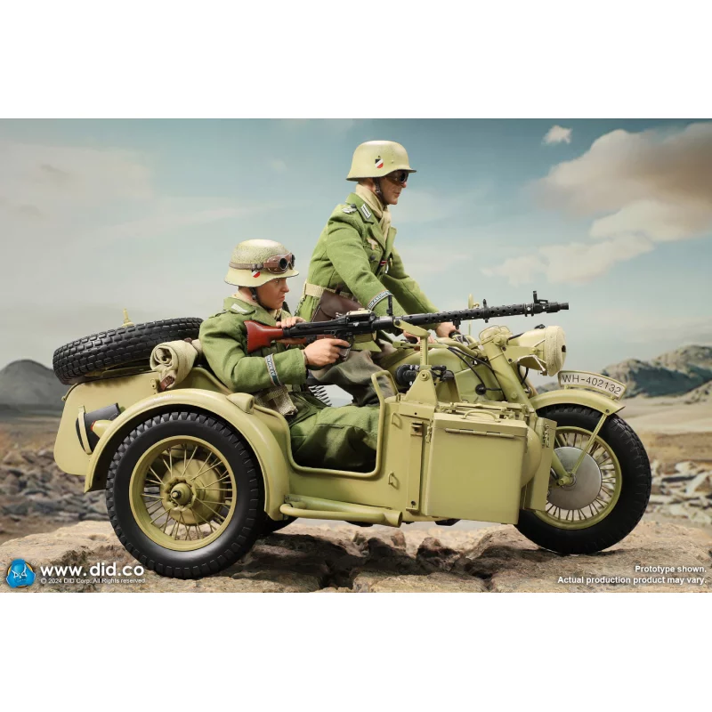 WWII German Zündapp KS 750 Motorcycle with Sidecar (Sand) Side-car DID E60075Y 1/6