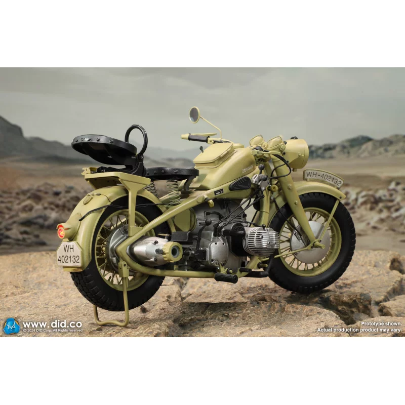 WWII German Zündapp KS 750 Motorcycle with Sidecar (Sand) Side-car DID E60075Y 1/6