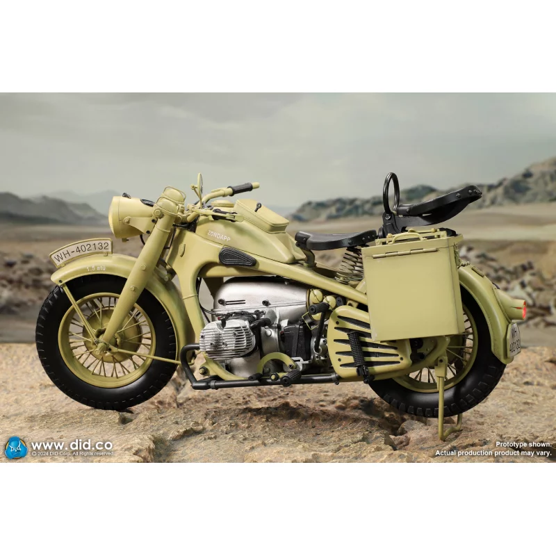 WWII German Zündapp KS 750 Motorcycle with Sidecar (Sand) Side-car DID E60075Y 1/6