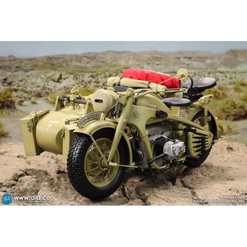 WWII German Zündapp KS 750 Motorcycle with Sidecar (Sand) Side-car DID E60075Y 1/6