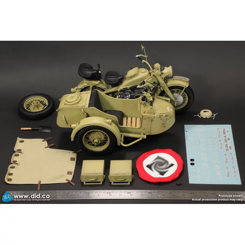 WWII German Zündapp KS 750 Motorcycle with Sidecar (Sand) Side-car DID E60075Y 1/6