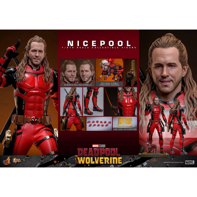 Hot Toys MMS788 Deadpool &amp; Wolverine Collectible Action Figure 1/6 Nicepool 31cm