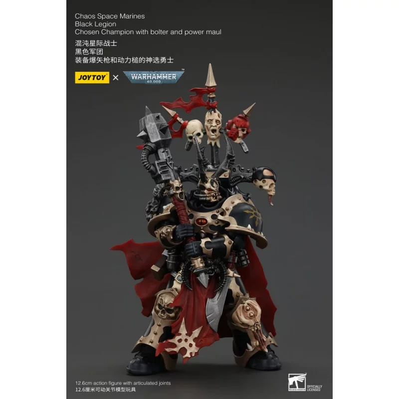 Warhammer 40k Action Figurine 1/18 Chaos Space Marines Black Legion Chosen Champion with bolter and power maul 20cm