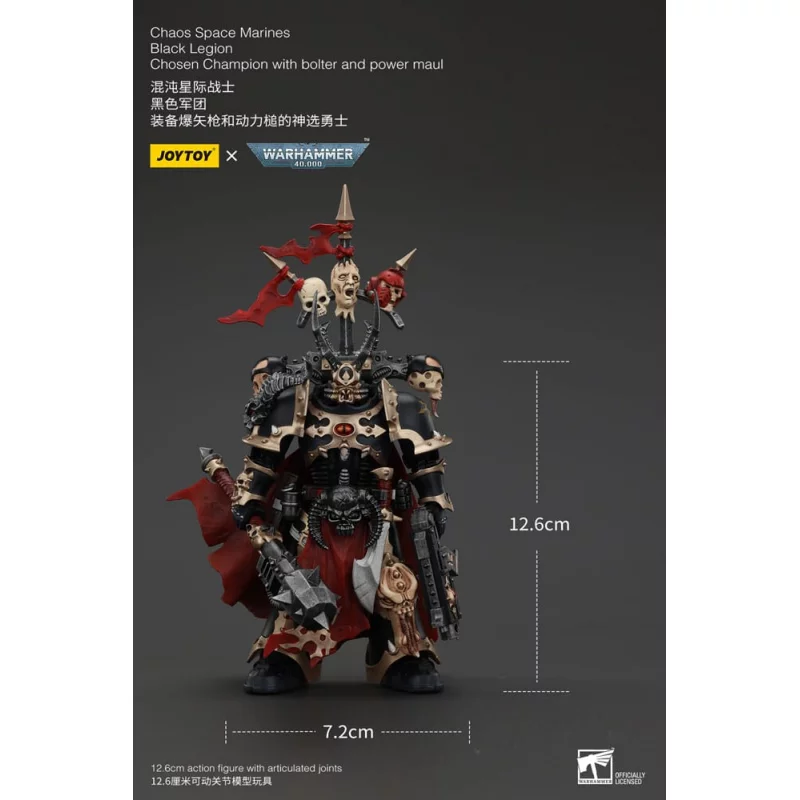 Warhammer 40k Action Figurine 1/18 Chaos Space Marines Black Legion Chosen Champion with bolter and power maul 20cm