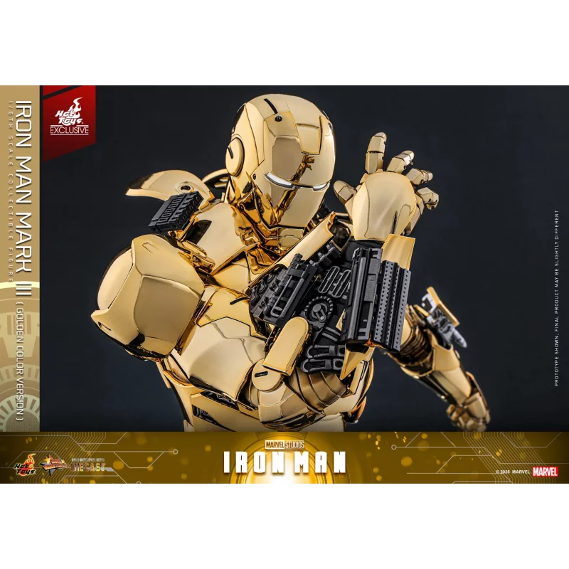 Hot Toys MMS764D69 Iron Man Collectible Action Figurine 1/6 Iron Man Mark III (Golden Color Version) 32cm *Hot Toys Exclusive*