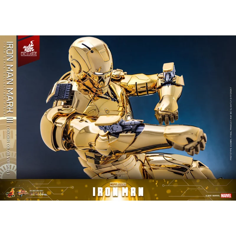 Hot Toys MMS764D69 Iron Man Collectible Action Figurine 1/6 Iron Man Mark III (Golden Color Version) 32cm *Hot Toys Exclusive*
