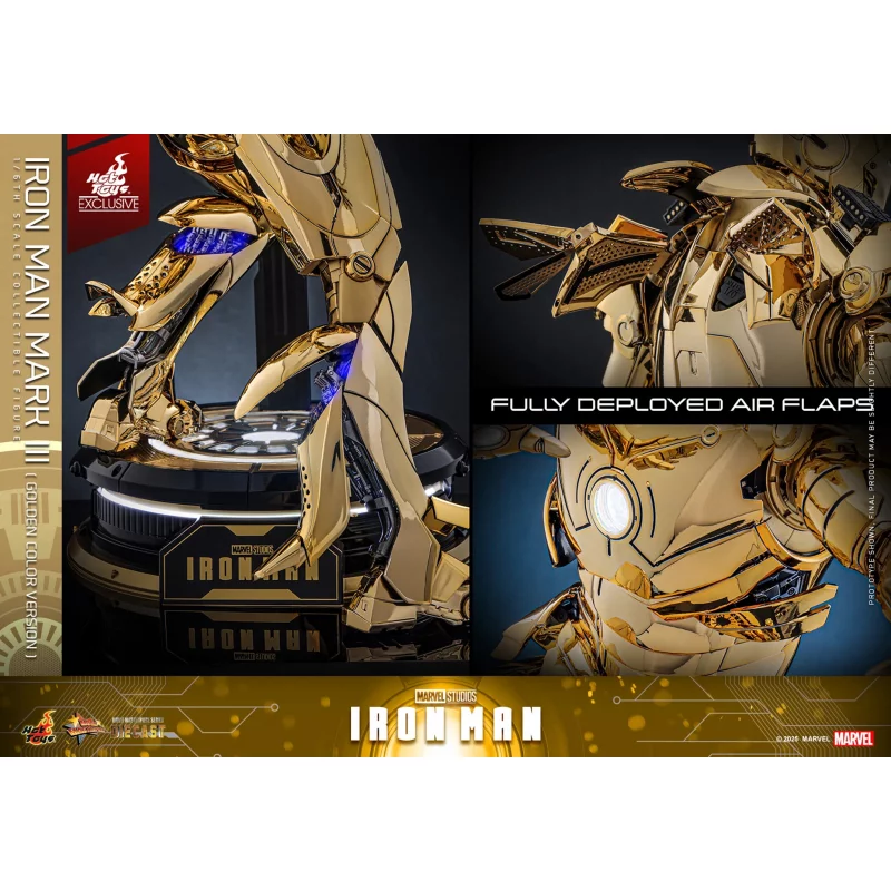 Hot Toys MMS764D69 Iron Man Collectible Action Figurine 1/6 Iron Man Mark III (Golden Color Version) 32cm *Hot Toys Exclusive*