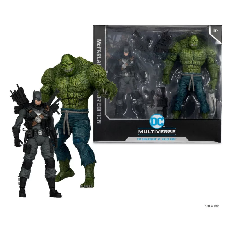 DC Multiverse McFarlane Collector Edition pack 2 Action Figurines 03 Batman (The Grim Knight) vs. Killer Croc 18 cm
