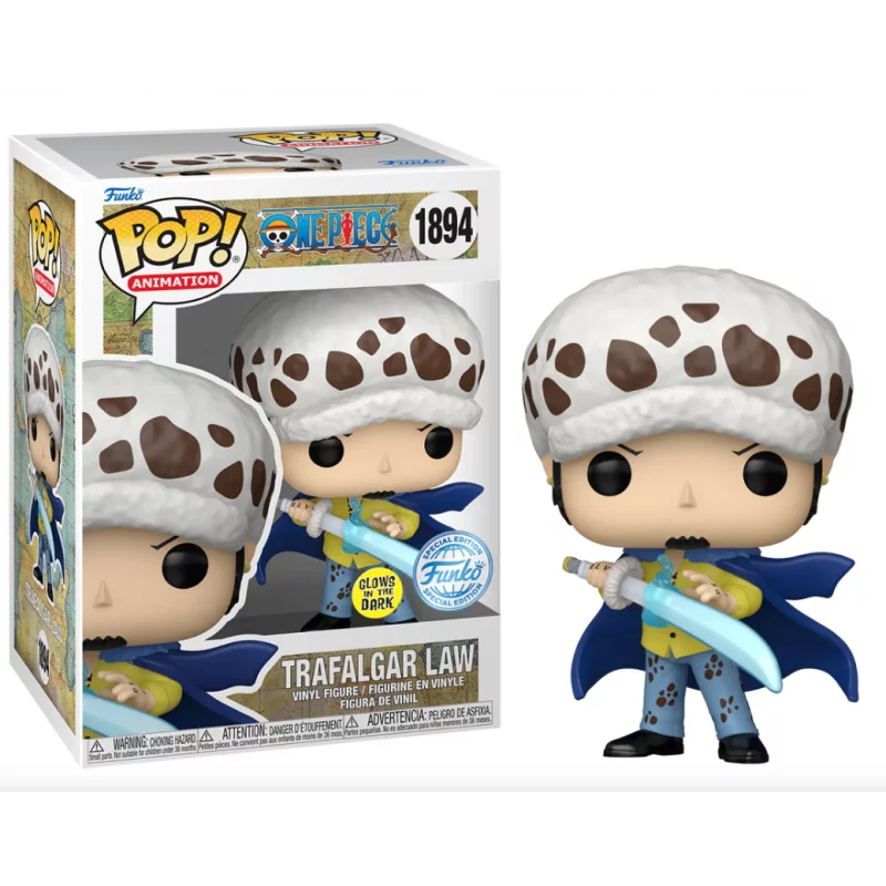 One Piece POP! Animation Trafalgar Law avec Blue Anesthesia Glow in the Dark Exclusive n°1894