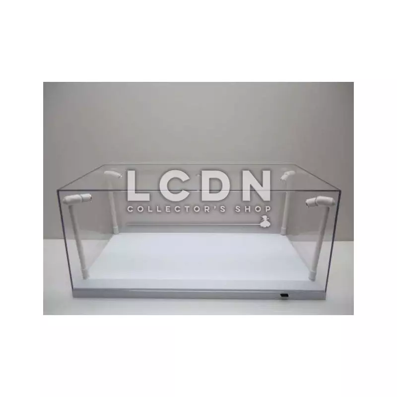 1/18 Boîte vitrine acrylique Plexiglas avec Led Lighted Display case  Exposer vos miniatures (Base blanche)