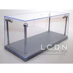 1/18 Boites vitrine acrylique Plexiglas avec Led Lighted Display case Exposer vos miniatures (Base argentée)
