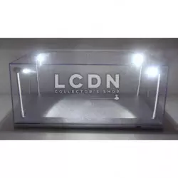 1/18 Boites vitrine acrylique Plexiglas avec Led Lighted Display case Exposer vos miniatures (Base argentée)