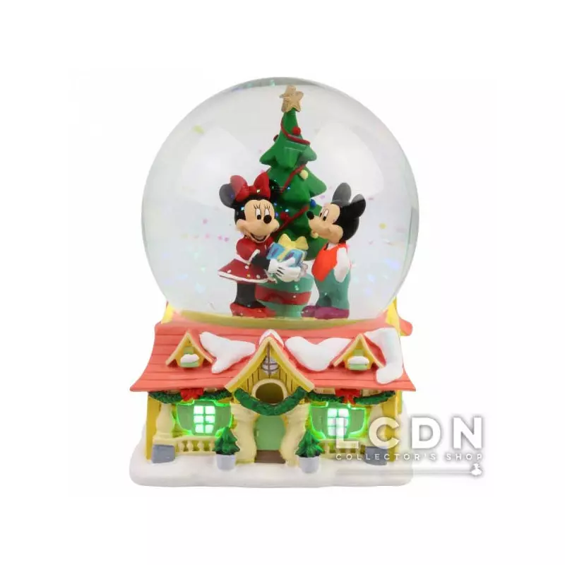 Disney Boule à Neige Mickey & Minnie Statue résine 15cm