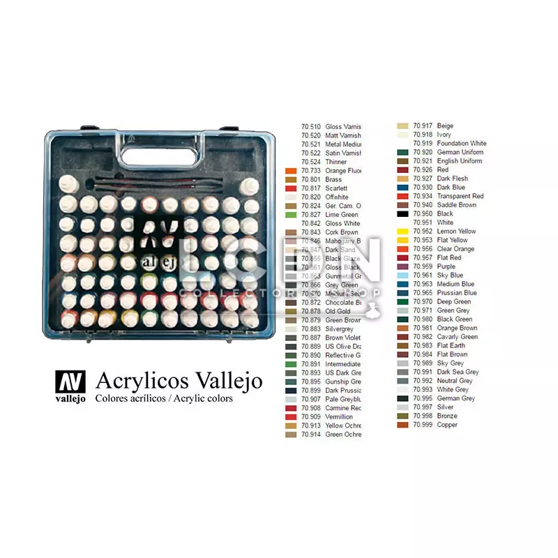 Acrylic colors set for Airbrush Vallejo Model Air Plastic Case 71170 Basic  Color Case (72)