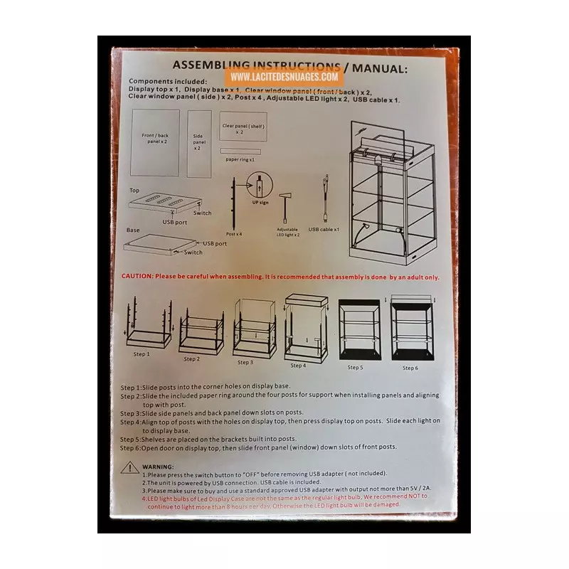 Boîte de présentation en acrylique transparent avec lampe, vitrine  anti-poussière pour figurines d'anime, boîte