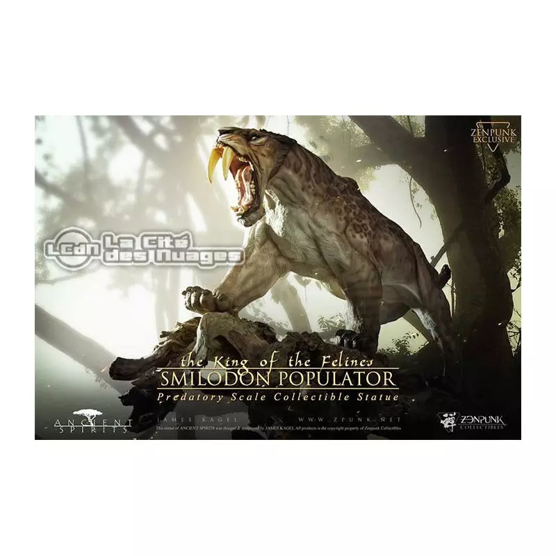 Smilodon Populator Tigre Dent de Sabre Predatory Scale Exclusive Version 1/6 Tree Root Statue 60cm ZENPUNK ZAS001S01EX