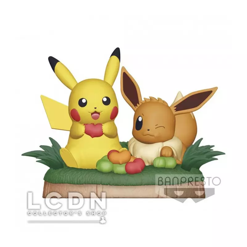 Pokemon Pikachu &amp; Evoli Figurines Diorama 12cm