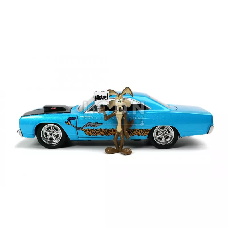 Looney Tunes 1970 Plymouth Road Runner Bip Bip avec Wile E. Coyote Figurine 32038 1/24